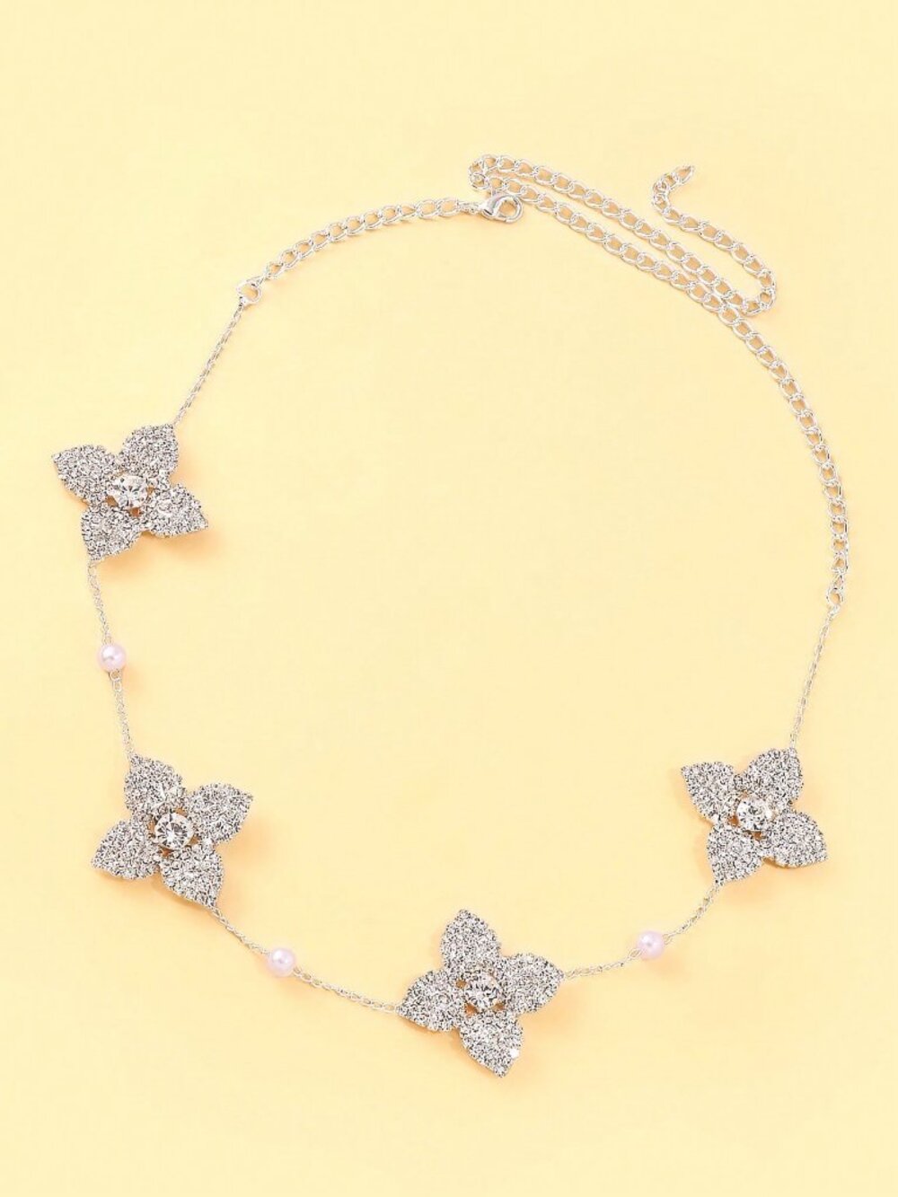 Silver Elegant Women's -Color Rhinestone Flower Pendant Necklace - Picture 3 of 5